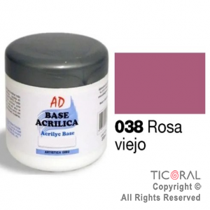 BASE ACRILICA AD 038 ROSA VIEJO 200ML X 3 UNIDADES